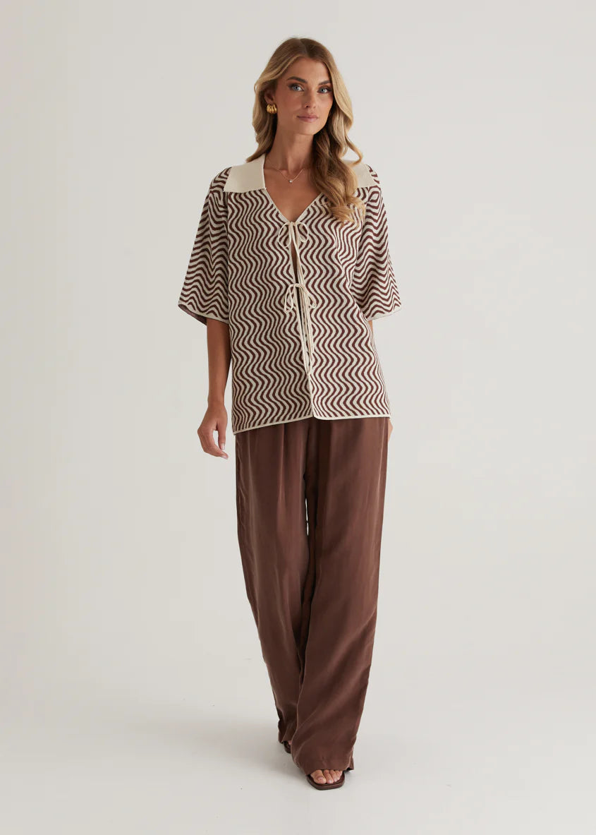 Charley Knit Top - Brown Swirl