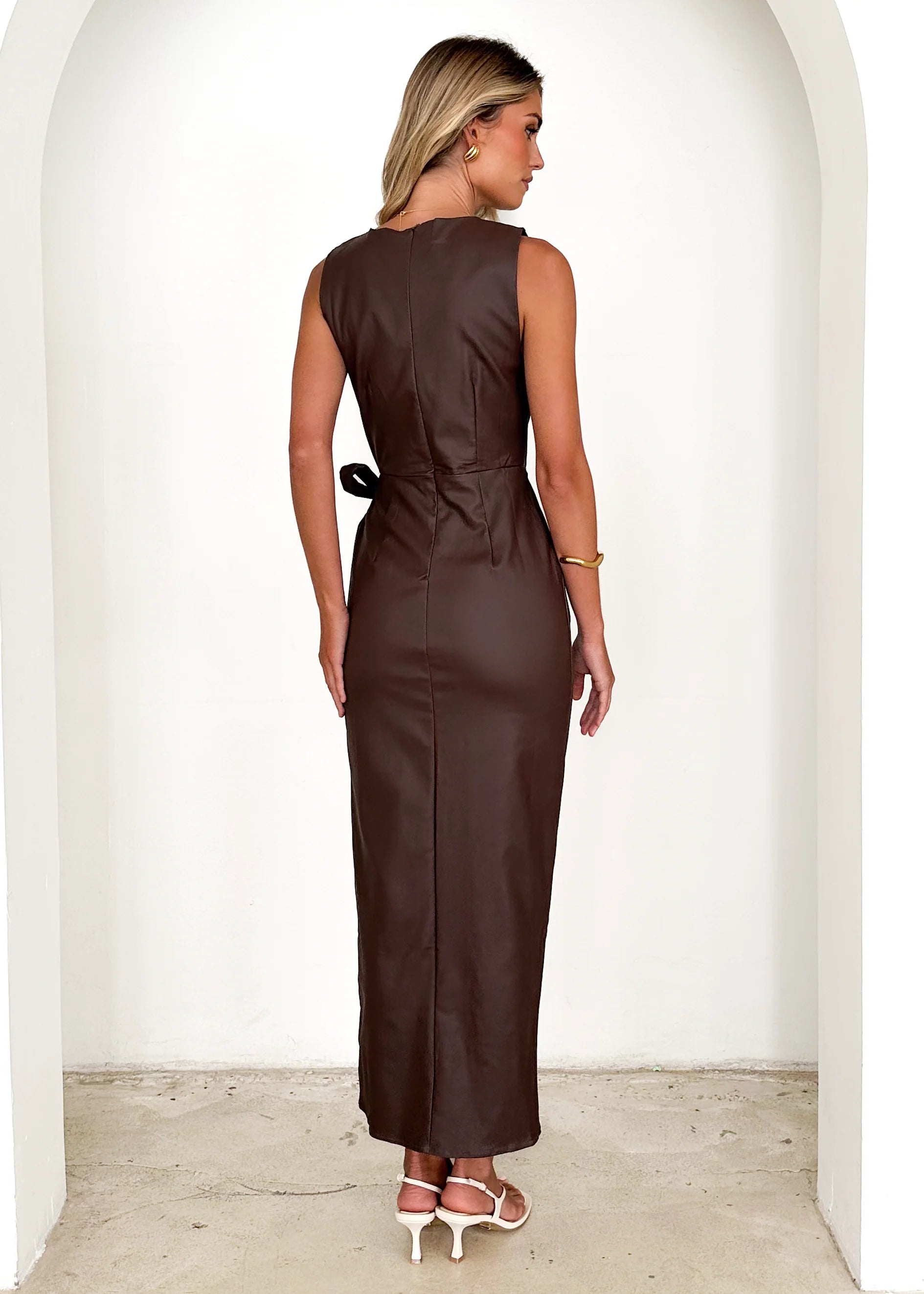 Artemma Coated Midi Dress - Chocolate