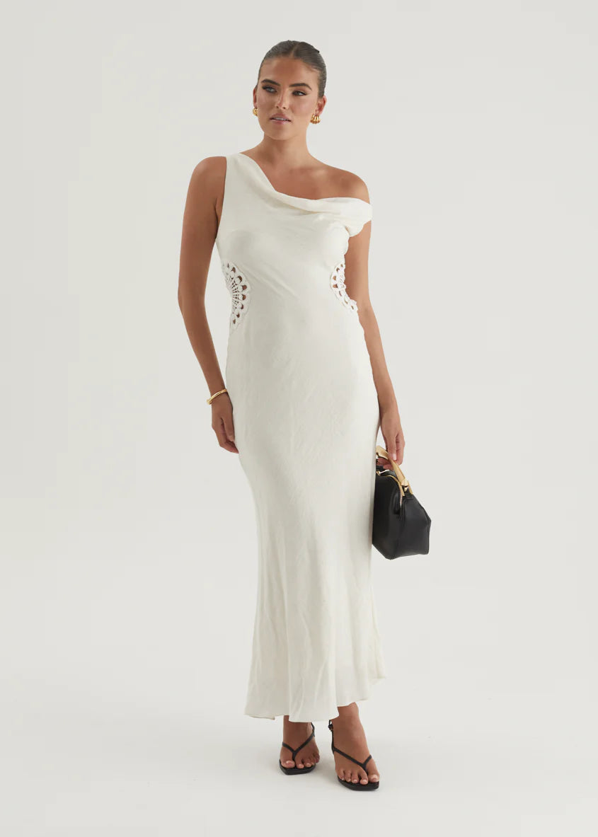 Sarai One Shoulder Maxi Dress - Cream