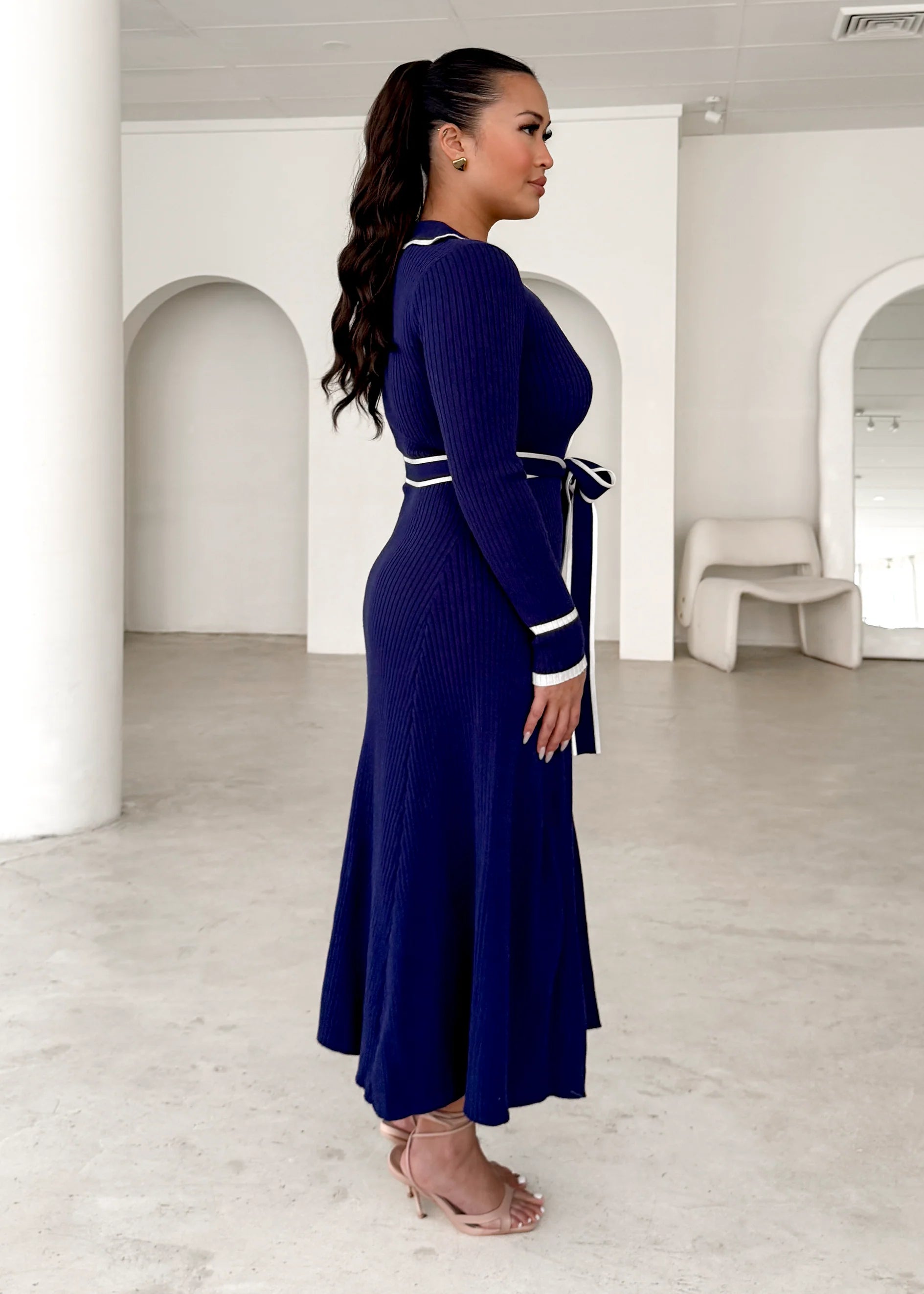 Adah Knit Midi Dress - Navy