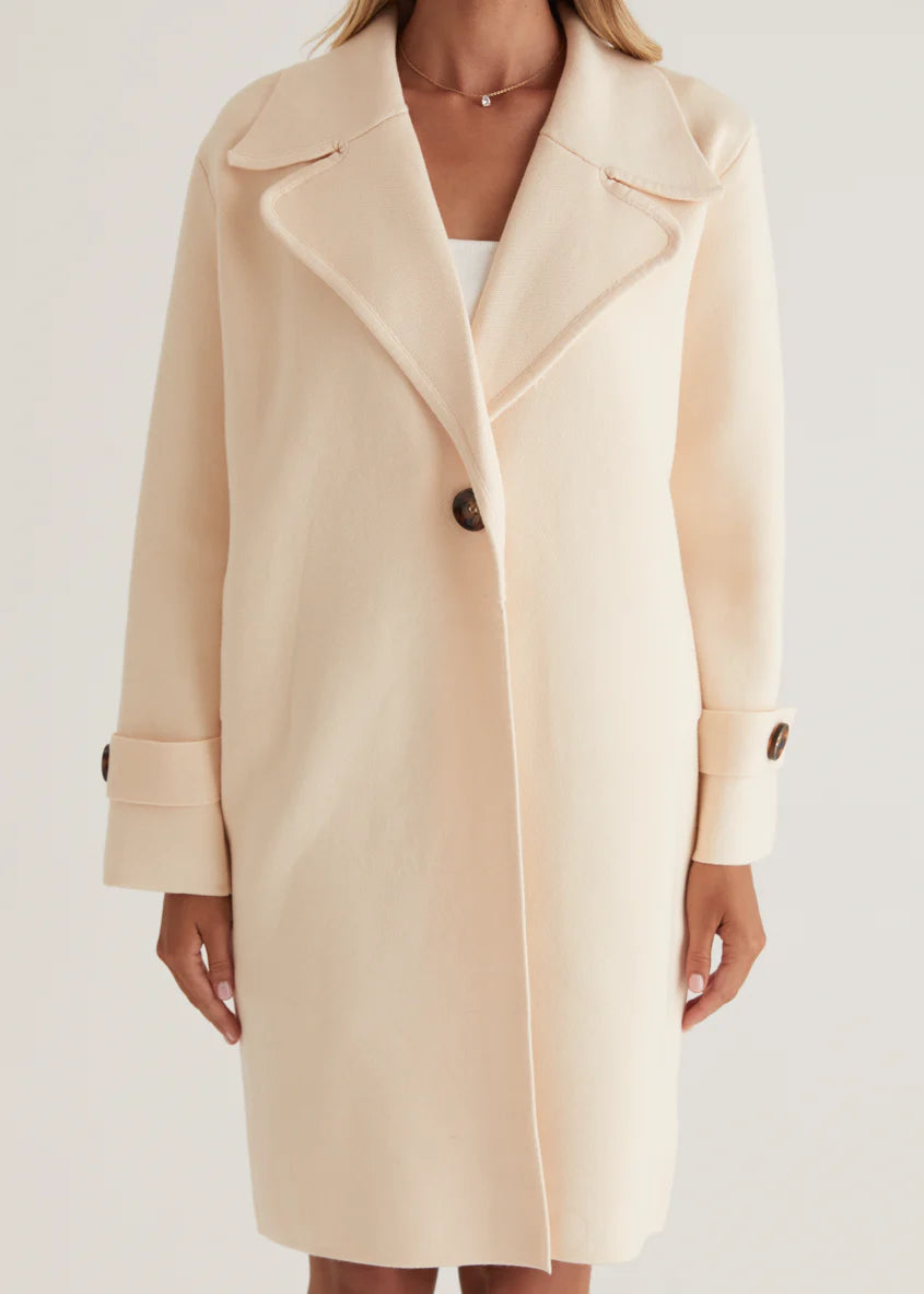 Chayso Knit Coat - Cream