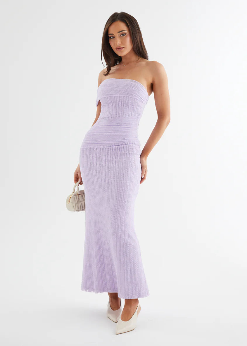 Allina Mesh Maxi Dress - Lilac Lace