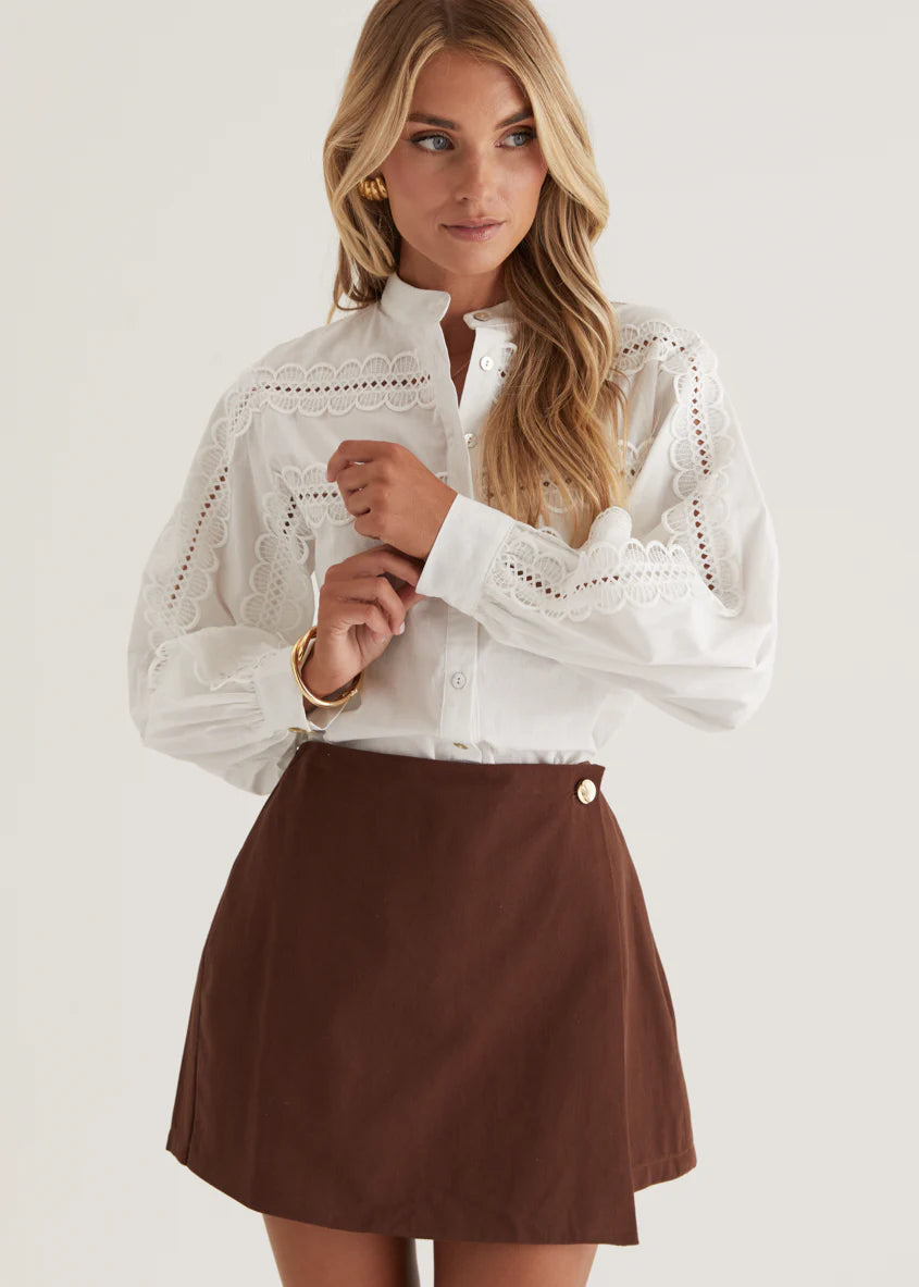 Betty Embroidered Shirt - Off White