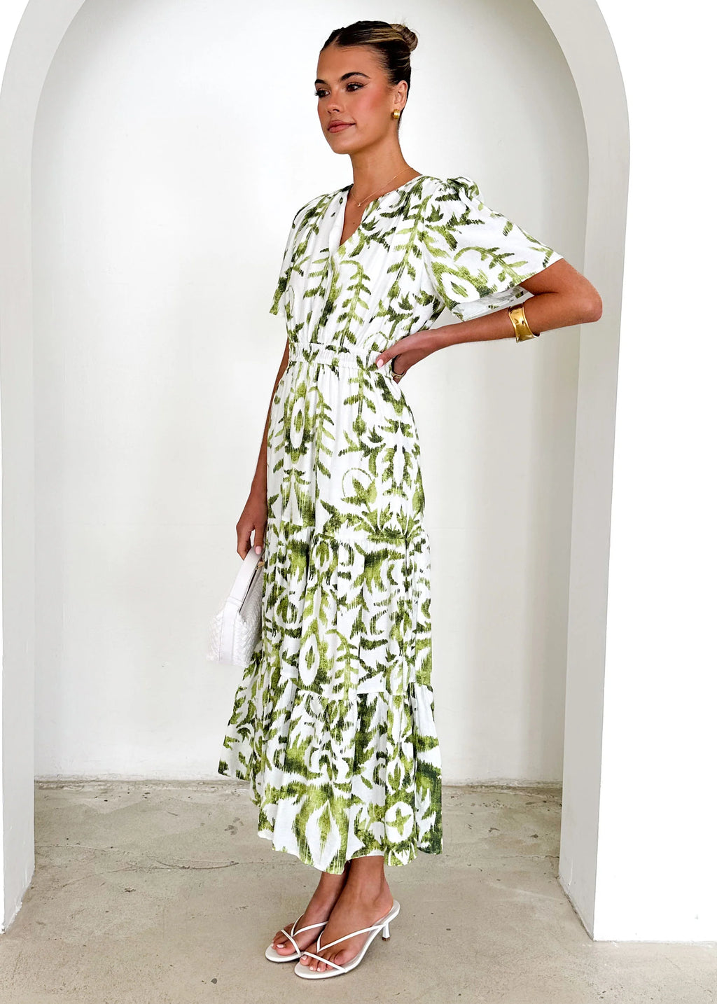 Valley Midi Dress - Green Abstract