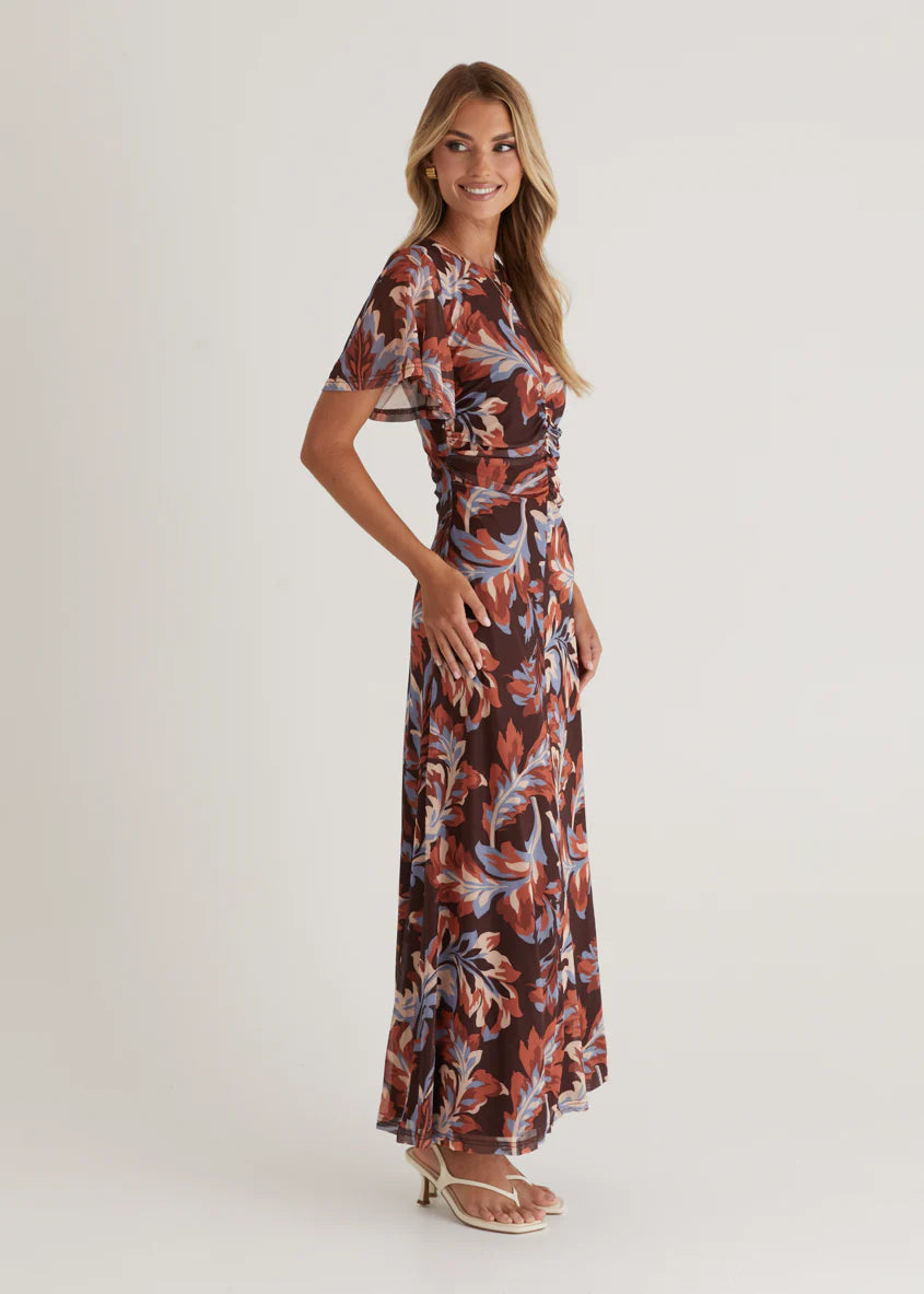 Ricki Mesh Midi Dress - Autumn Leaf