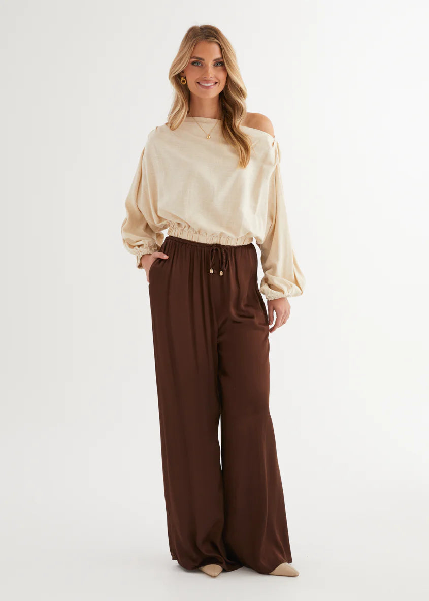 Marlowe Drop Shoulder Top - Natural