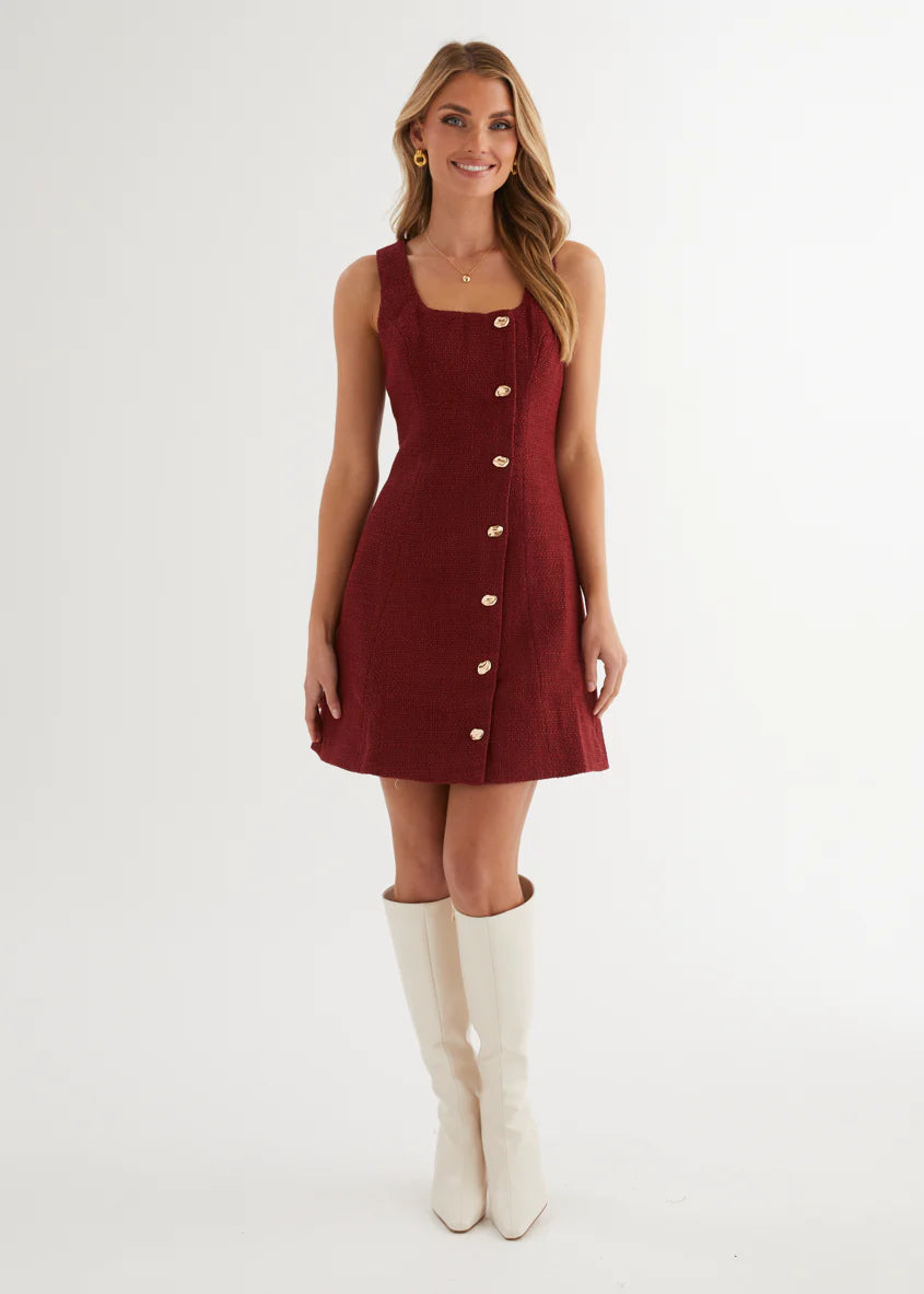 Miracle Tweed Dress - Merlot