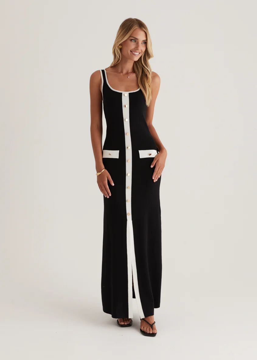 Praia Knit Maxi Dress - Black