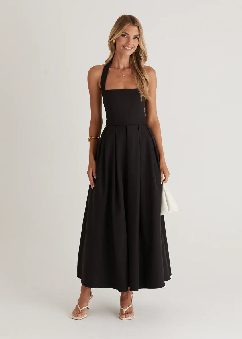 Leigh Halter Maxi Dress - Black