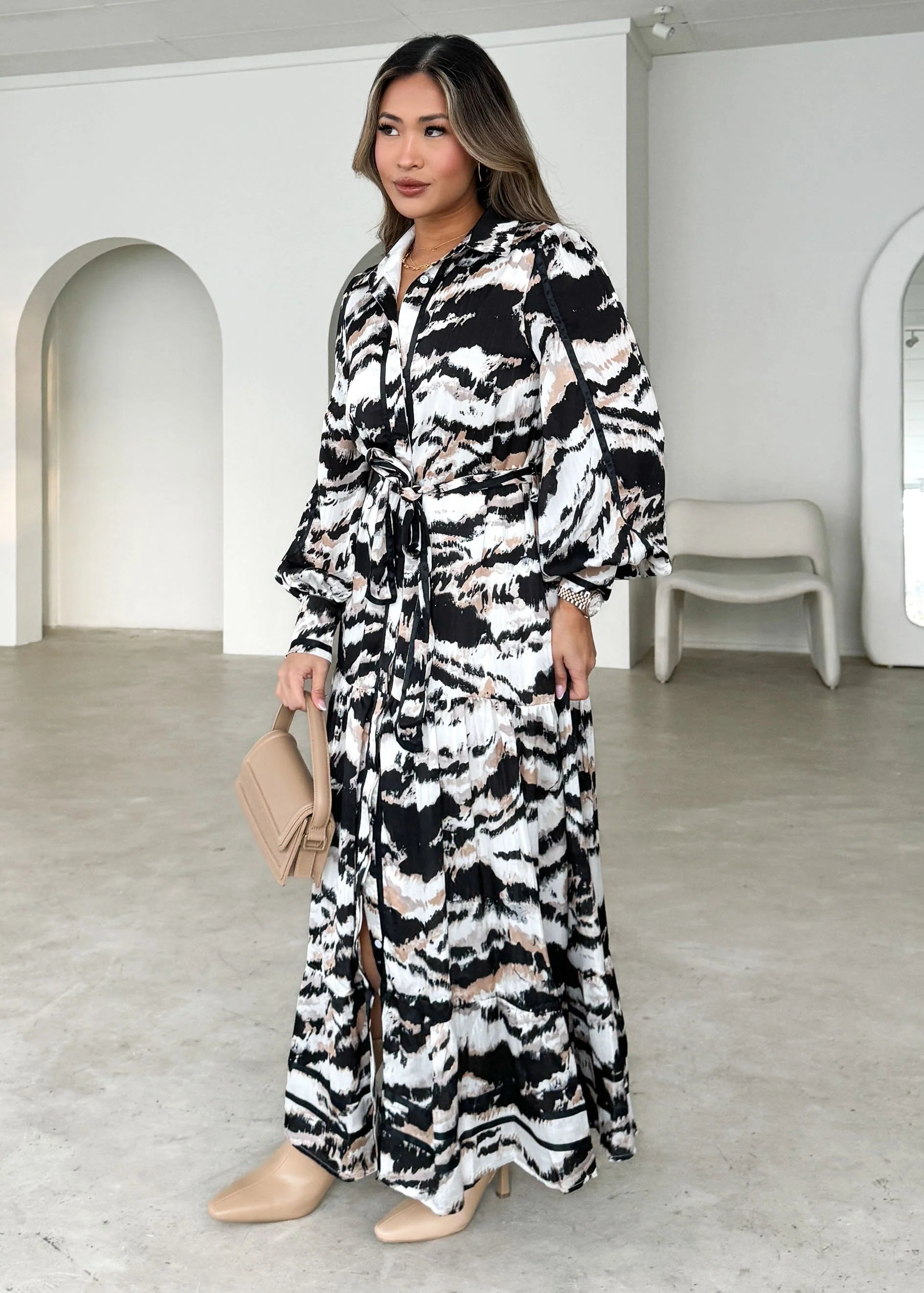 Toyra Maxi Dress - Black Marble