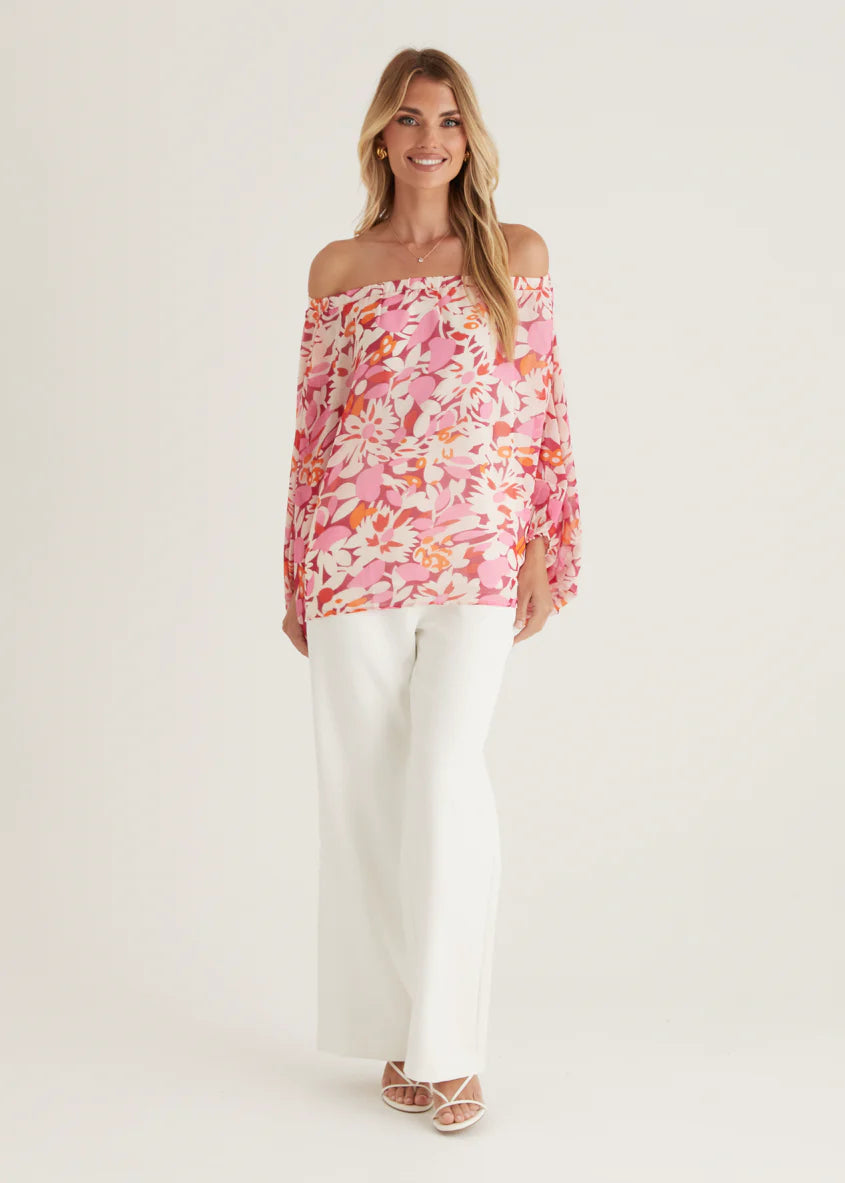 Bexley Off Shoulder Top - Rio Pink