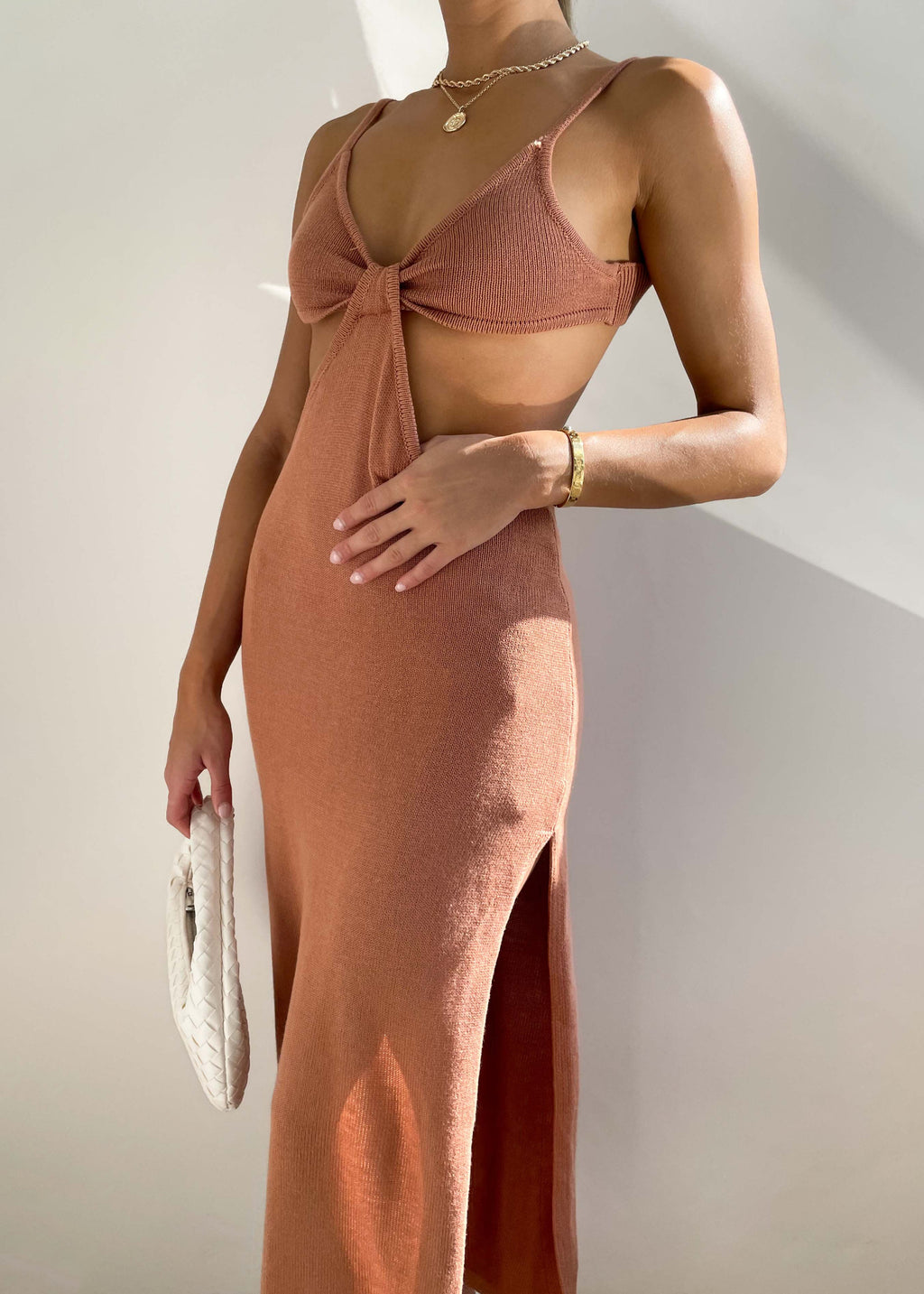 Paramount Cut Out Midi Dress - Tan