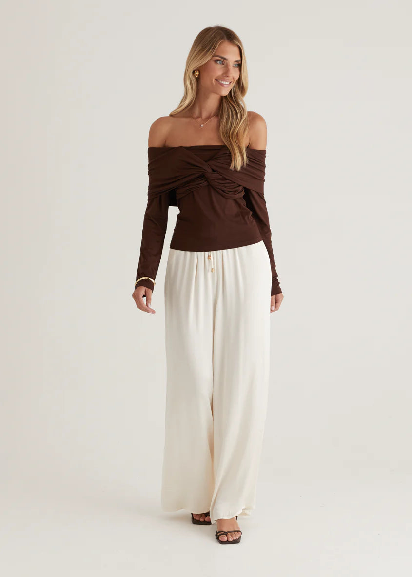 Saira Jersey Top - Chocolate