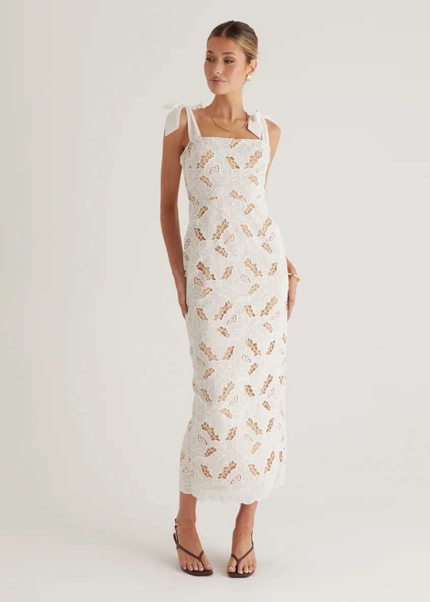 Serenity Embroidered Maxi Dress - Off White