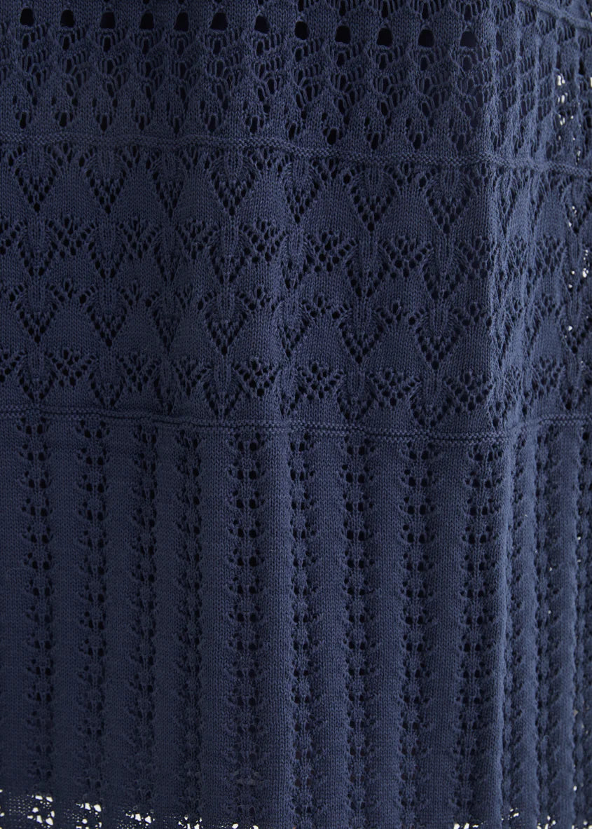 Estrela Crochet Midi Dress - Navy