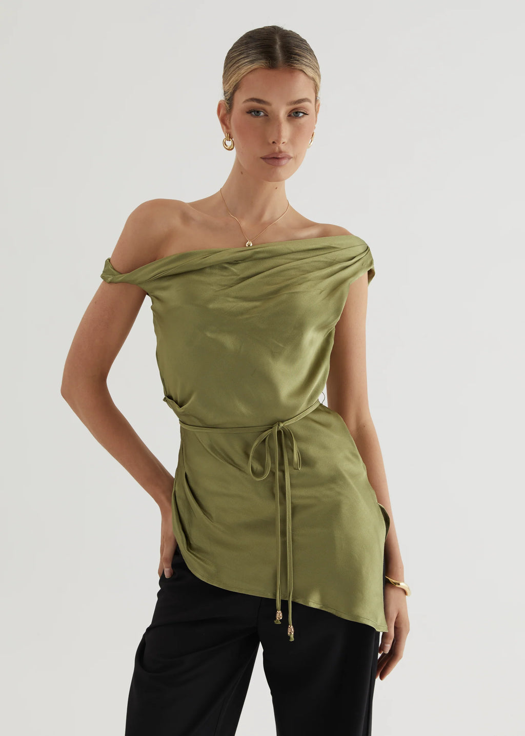Sasha One Shoulder Top - Olive
