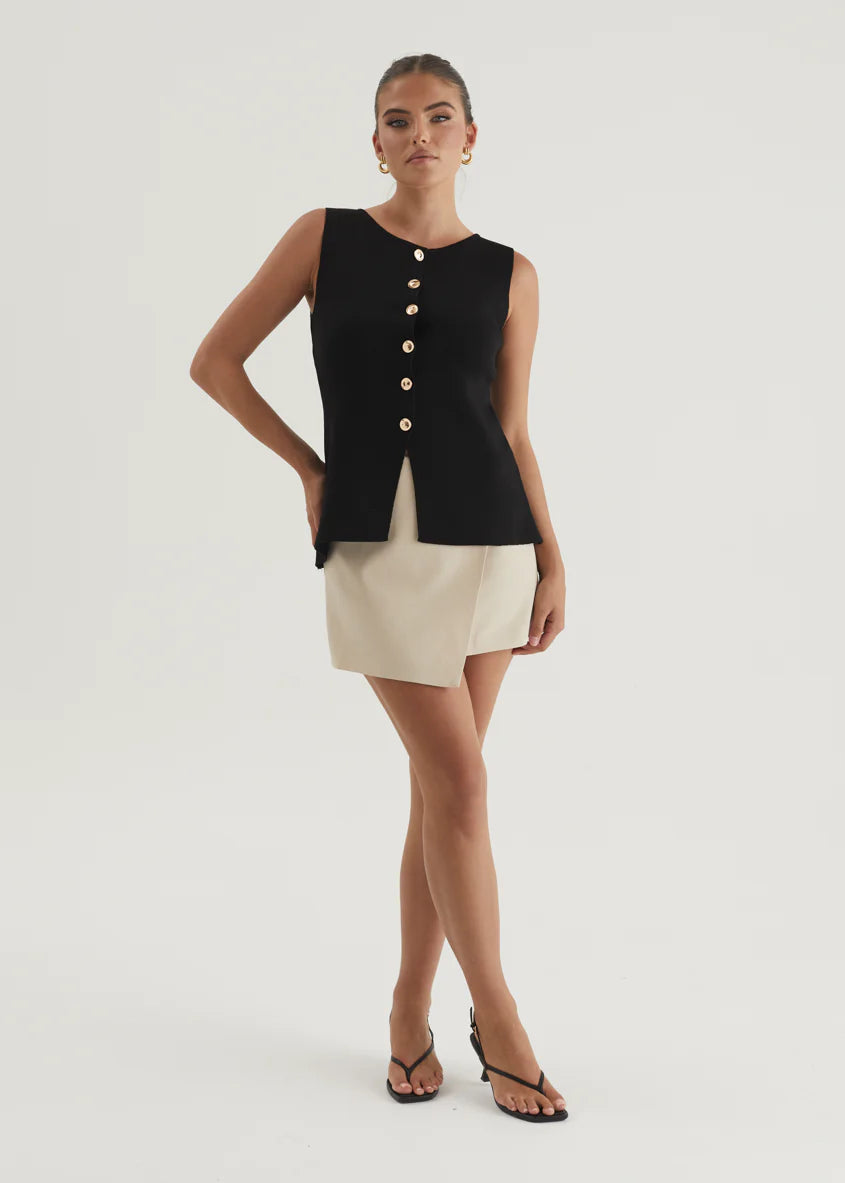 Tristy Knit Vest - Black
