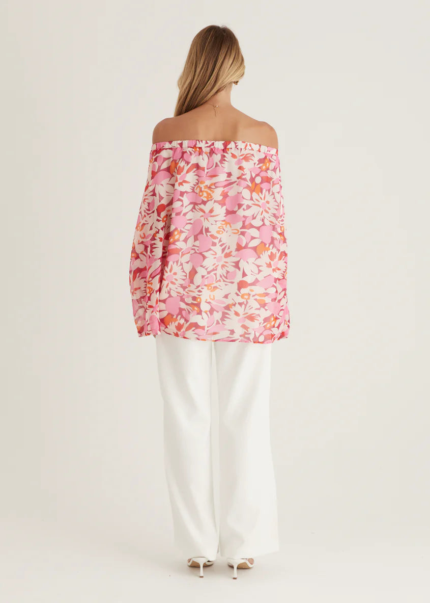 Bexley Off Shoulder Top - Rio Pink