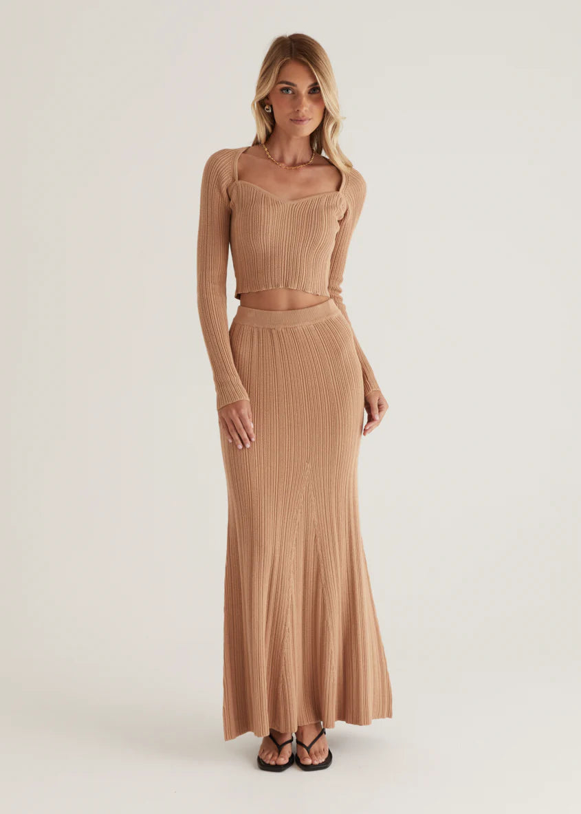 Enota Knit Maxi Skirt - Camel