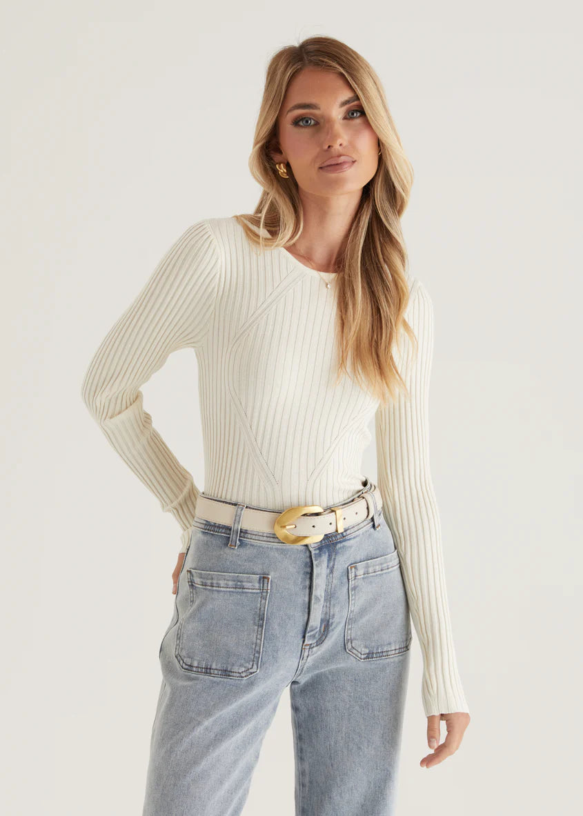 Skylee Knit Top - Cream