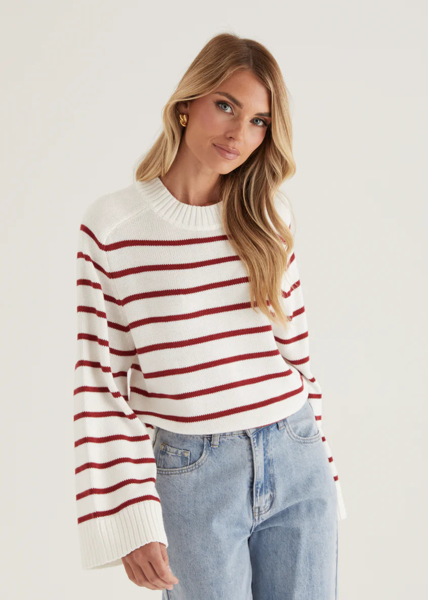 Eva Sweater - Wine Stripe