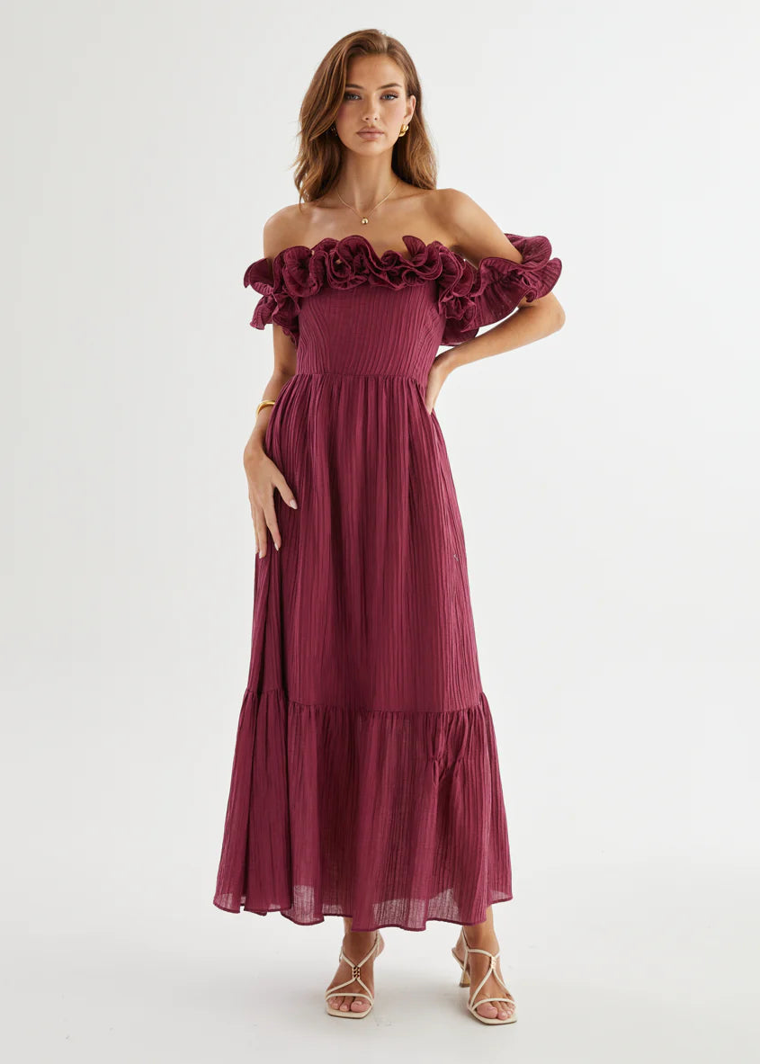 Marlow Off Shoulder Maxi Dress - Mulberry