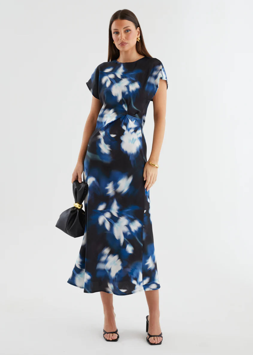 Odesza Maxi Dress - Navy Abstract