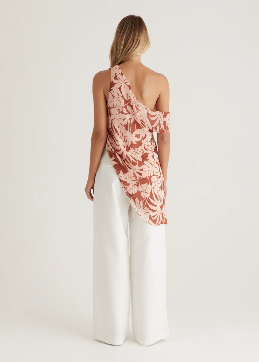 Cartez Off Shoulder Top - Bronze Palm