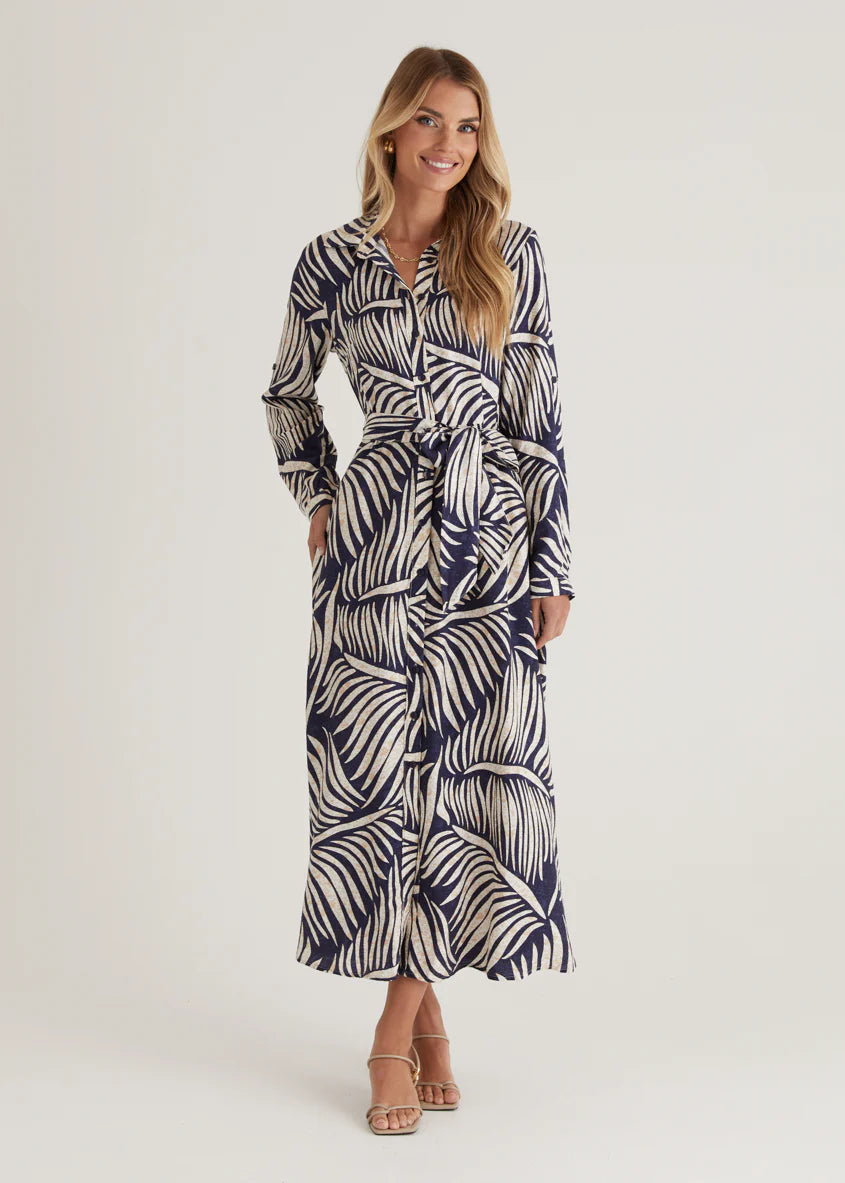 Luxe Midi Dress - Navy Fern
