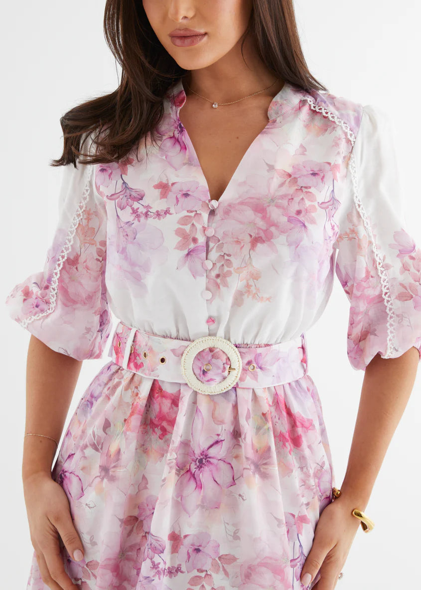 Lani Maxi Dress - Pink Flowers
