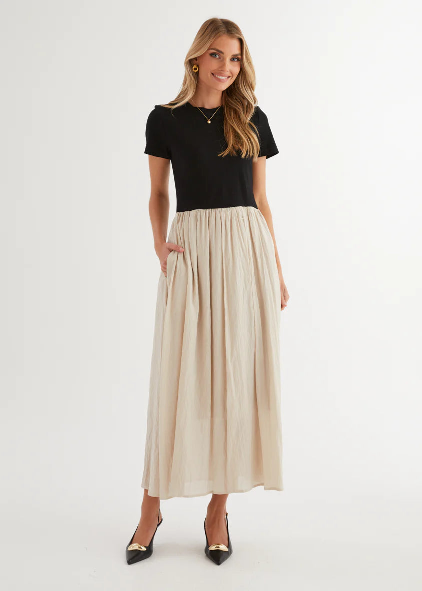 Riptide Maxi Dress - Beige Splice