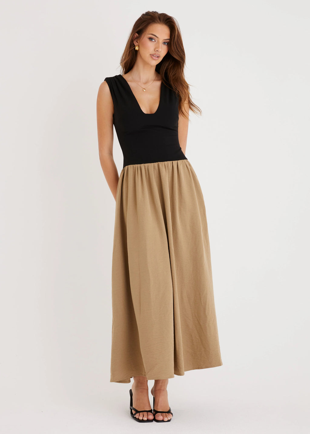 Bungalow Maxi Dress - Khaki Splice