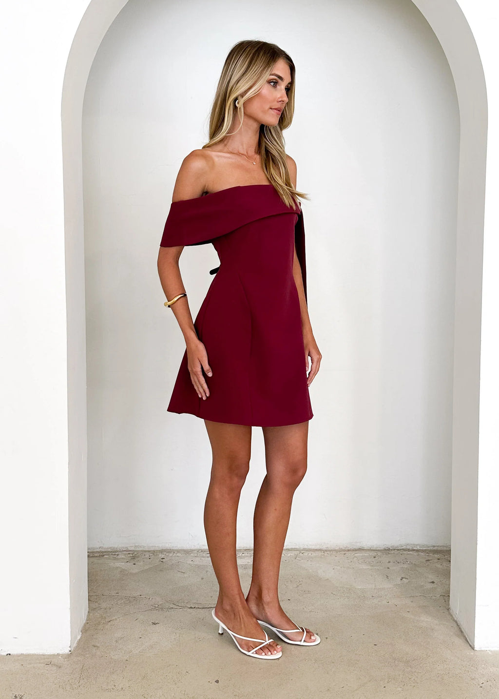 Totem Off Shoulder Dress - Wine