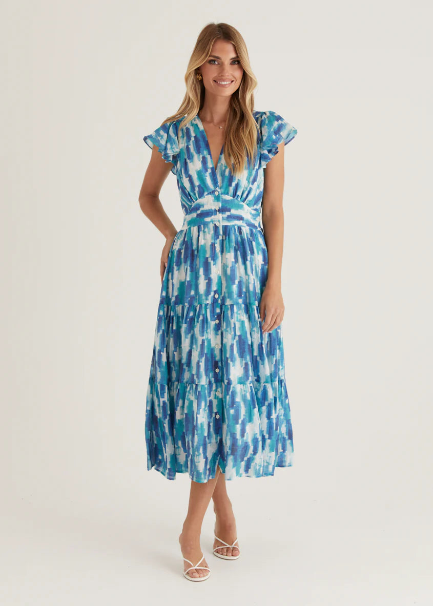 Gatsby Midi Dress - Blue Splash