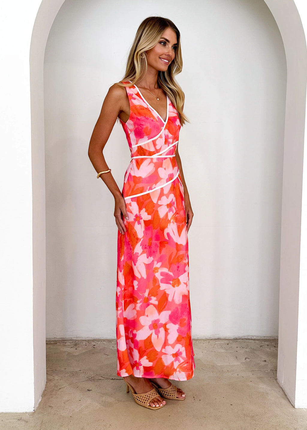 Whitley Maxi Dress - Pink Abstract
