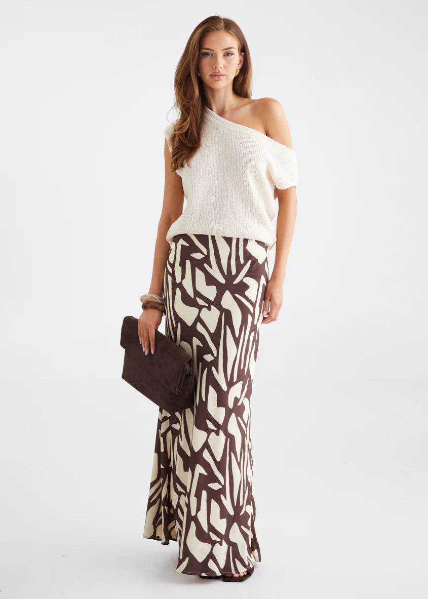 Vance Maxi Skirt - Choc Vanilla