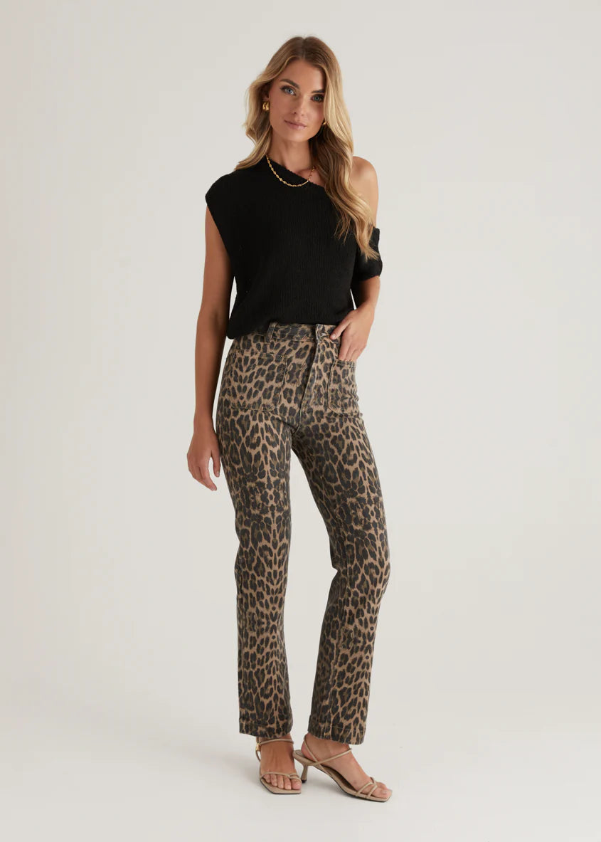 Elkie Stretch Jeans - Leopard