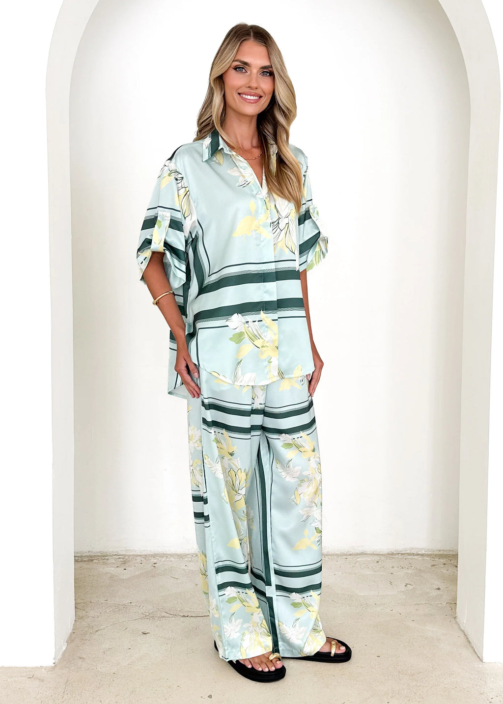 Kaycie Shirt - Aqua Floral