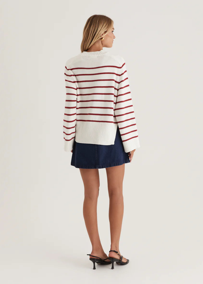 Eva Sweater - Wine Stripe
