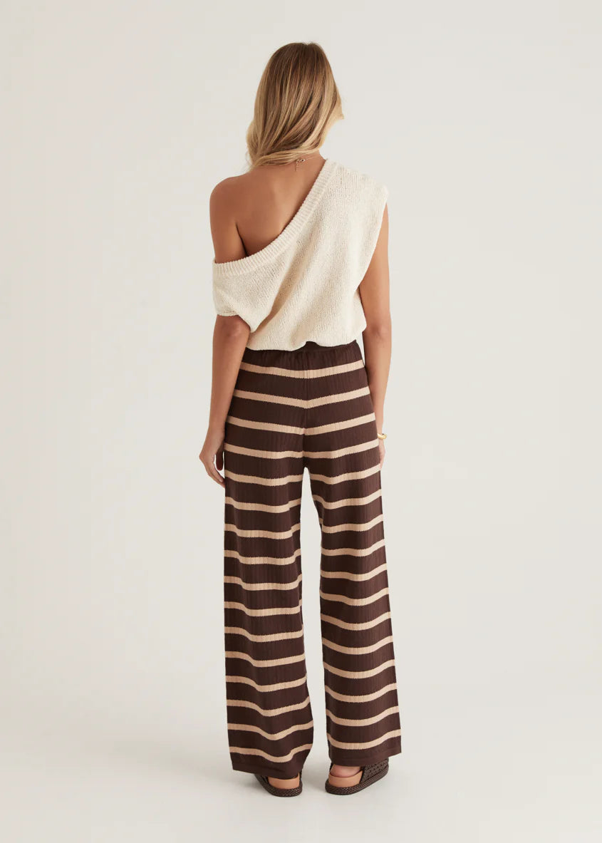 Rayla Knit Pants - Choc Stripe