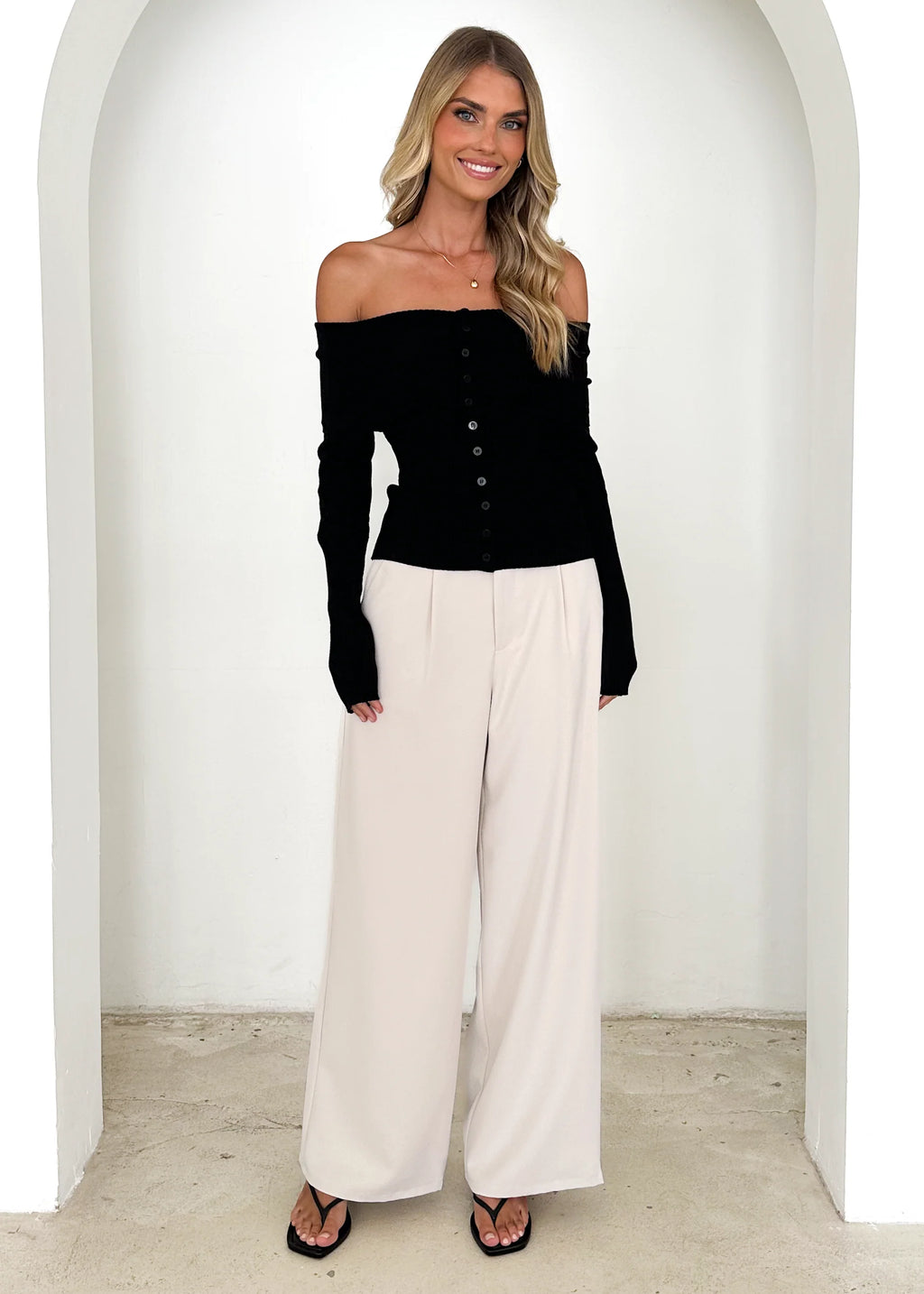 Talulah Off Shoulder Knit Top - Black