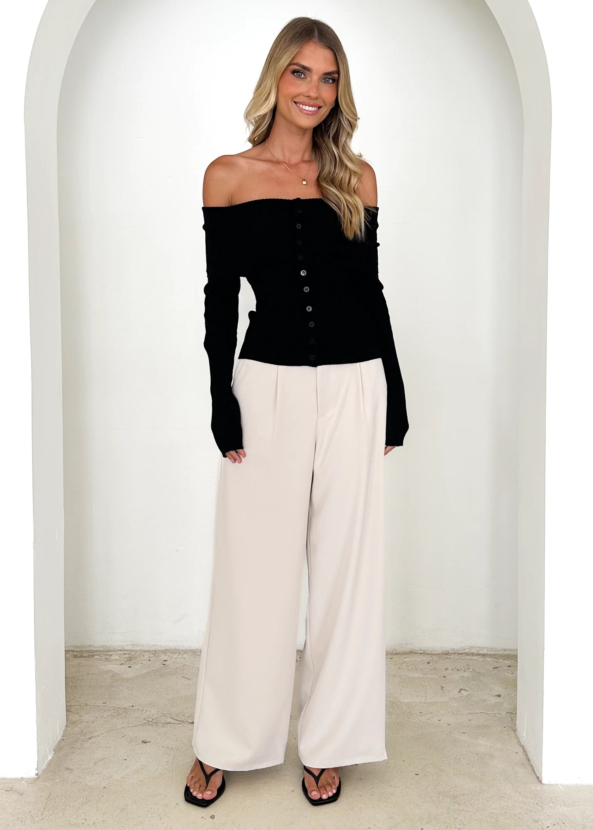 Talulah Off Shoulder Knit Top - Black