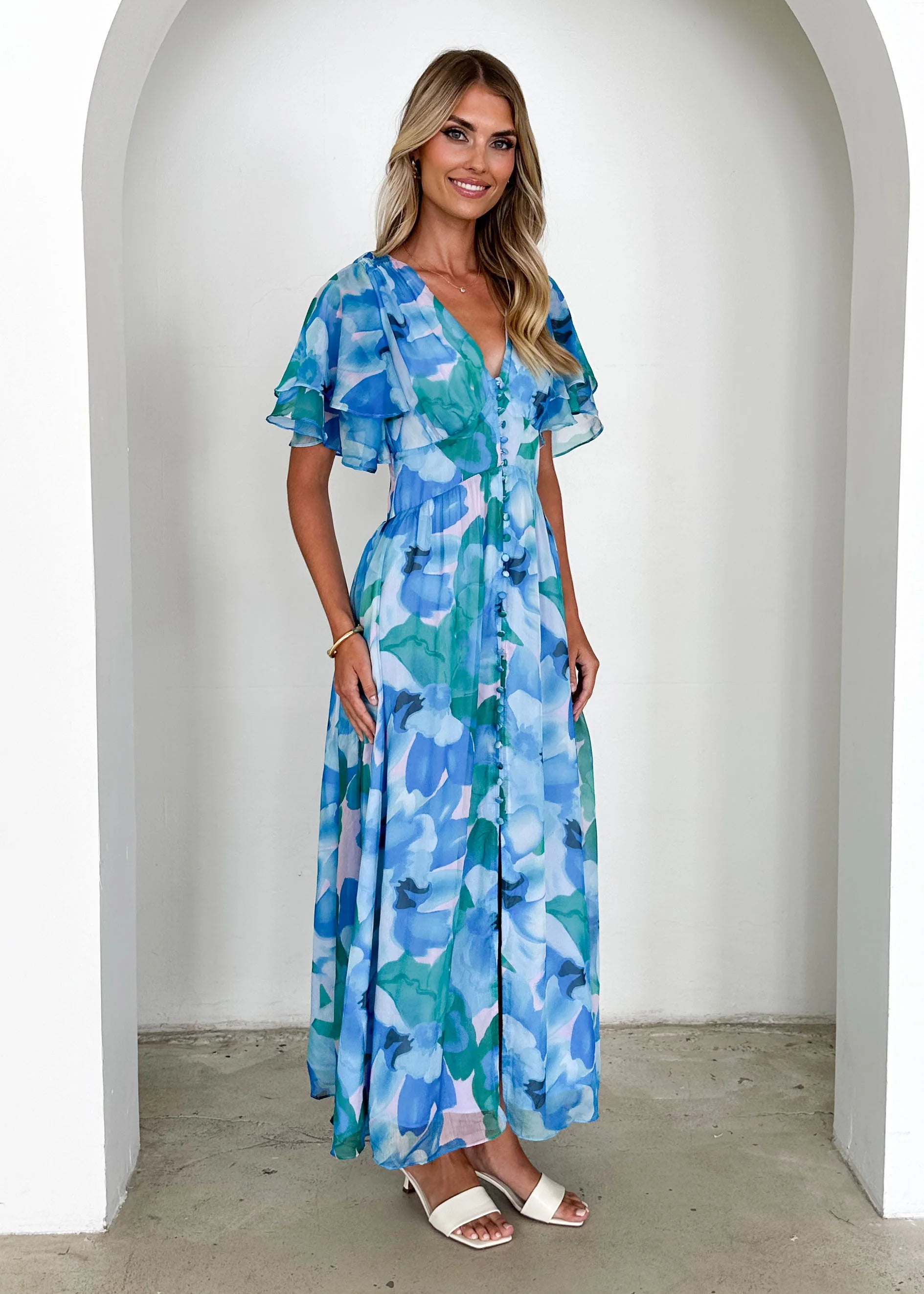 Harpa Midi Dress - Blue Blooms