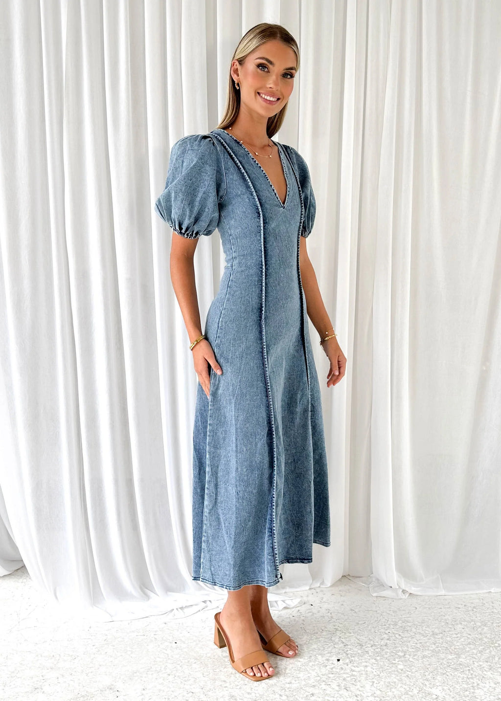 Madrie Stretch Denim Dress - Mid Blue