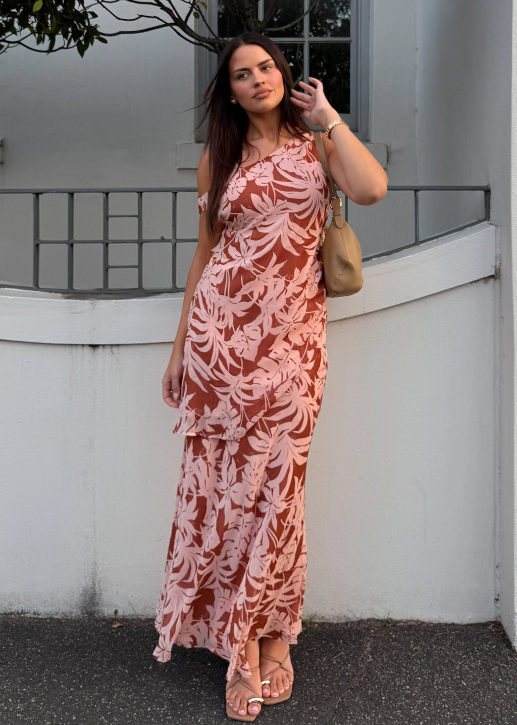 Cartez Off Shoulder Top - Bronze Palm