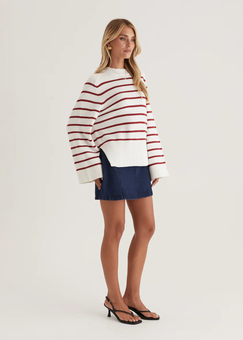 Eva Sweater - Wine Stripe