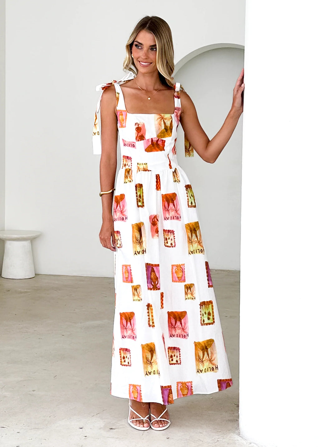 Pipeline Maxi Dress - White Abstract