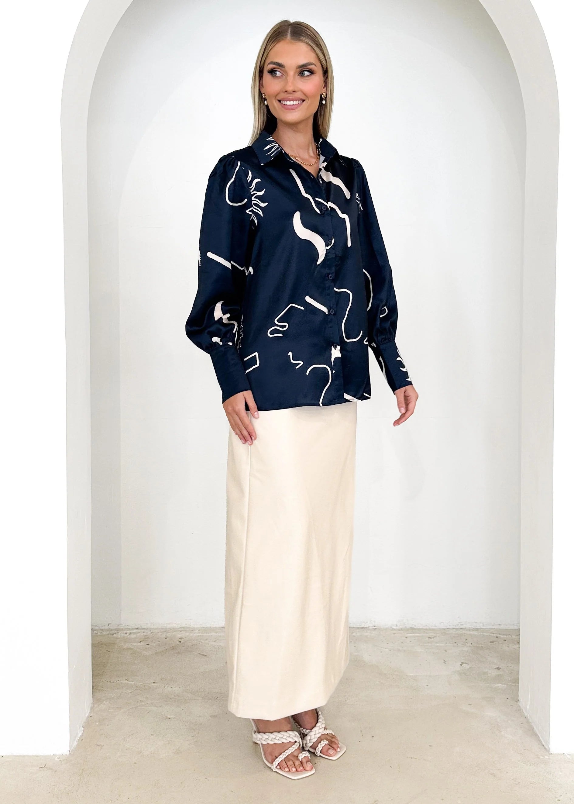 Lylia Shirt - Navy Abstract