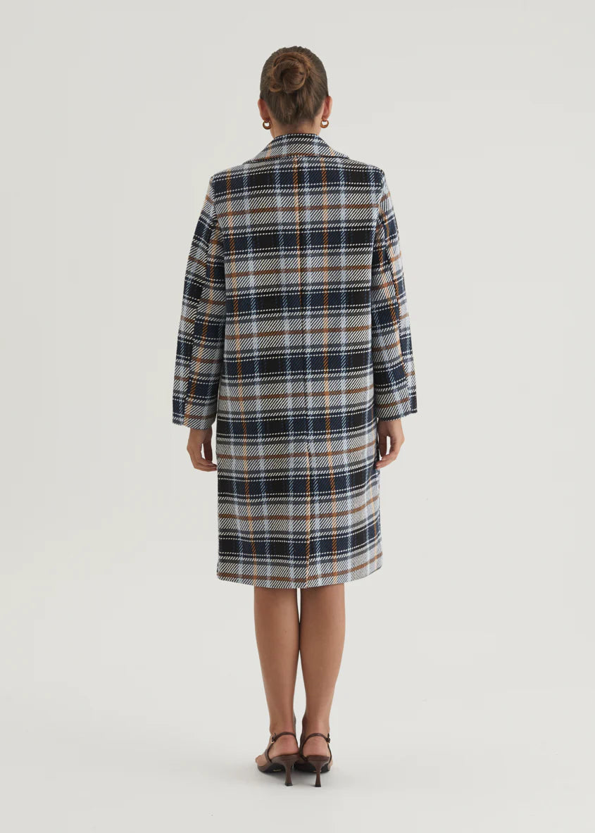 Cyan Coat - Navy Check