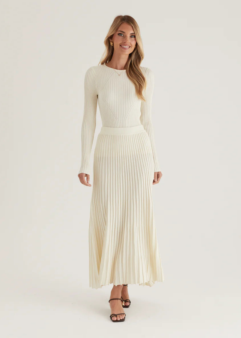 Skylee Knit Maxi Skirt - Cream